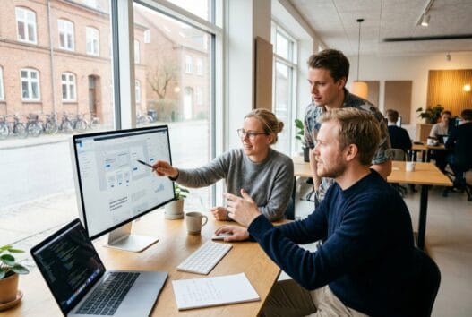 Moderne webbureau i Ulsted med dansk team, der arbejder med design, kode og digitale dashboards