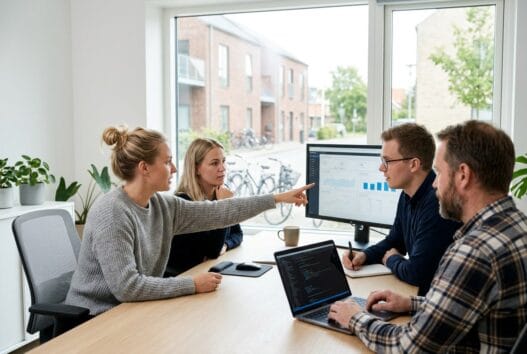Dansk webbureau i Uvelse med team, der arbejder med digital strategi og data på kontoret