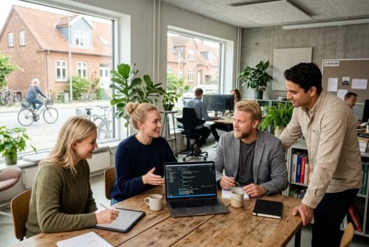 Moderne webbureau i værum med dansk team, der arbejder med digital udvikling og marketing
