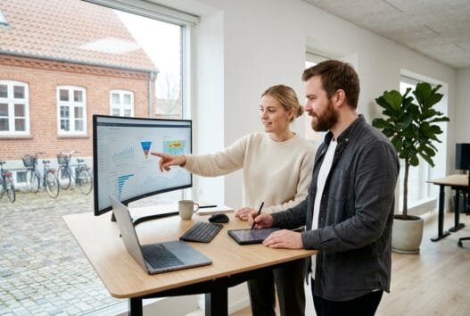 Dansk webbureau i viuf med et team, der arbejder med digitale løsninger og dashboards