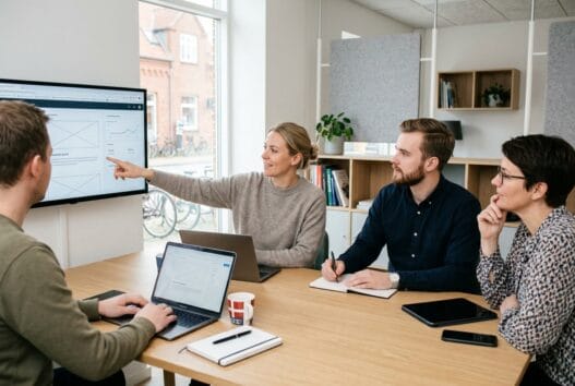 Realistisk kontor med dansk webbureau i Vojens, der arbejder med digital strategi og design