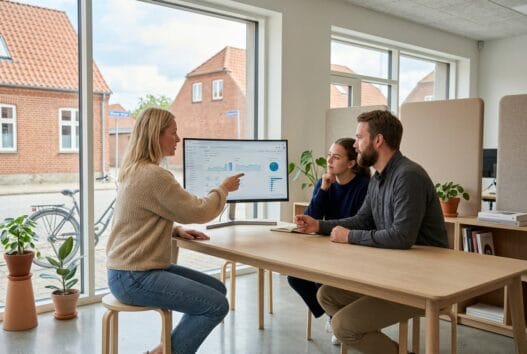 Dansk webbureau i vrensted arbejder med webdesign og digitale løsninger i moderne kontormiljø